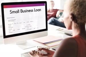 Maryland women filling small business loan application online