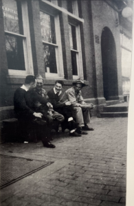Men sit outside Woodsboro Bank